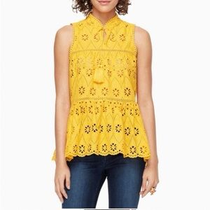 NWOT Kate Spade Yellow Sleeveless Eyelet Top